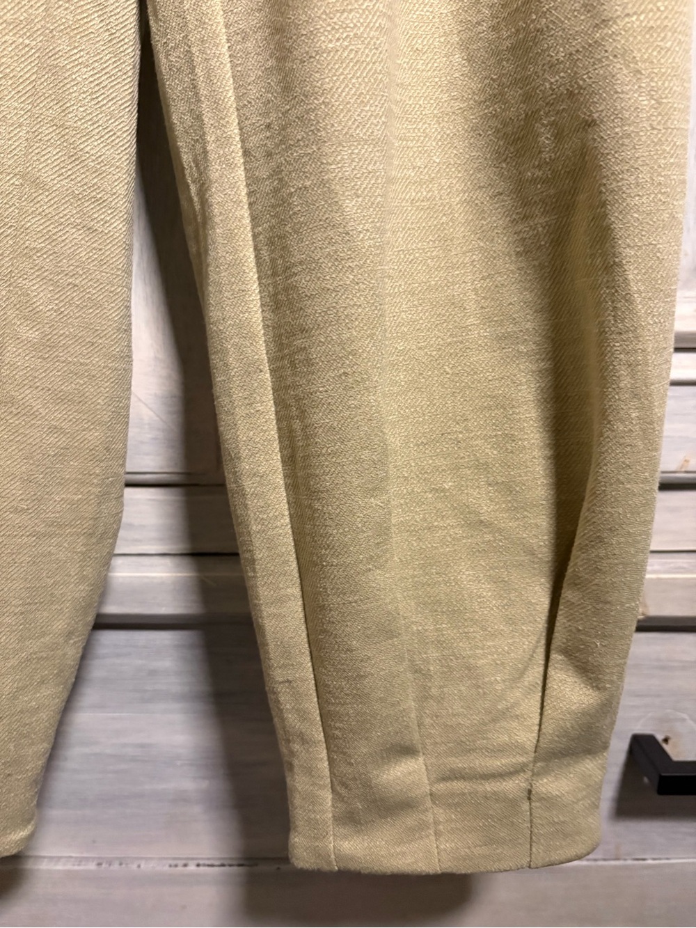 OGL Stretch Linen-Like Wrinkle-Resistant Tapered Pant Sage Green Tailored Office - Picture 10 of 14